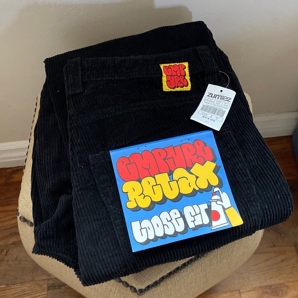 NWT EMPYRE men BLK corduroy pants loose fit sk8 Sz 30